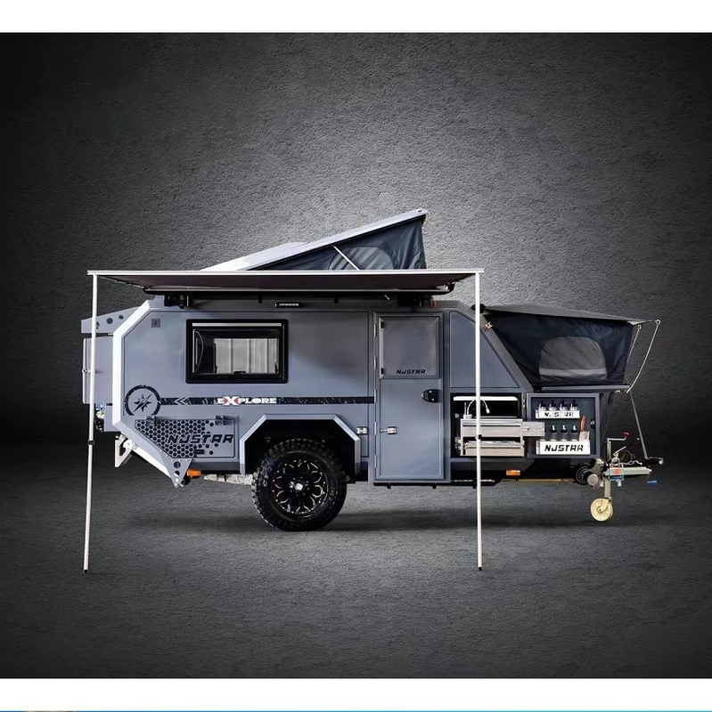 16ft Off Road Folding Camper Trailer Com Capacidade de 2 Adultos e 2 Crianças Travel Trailer