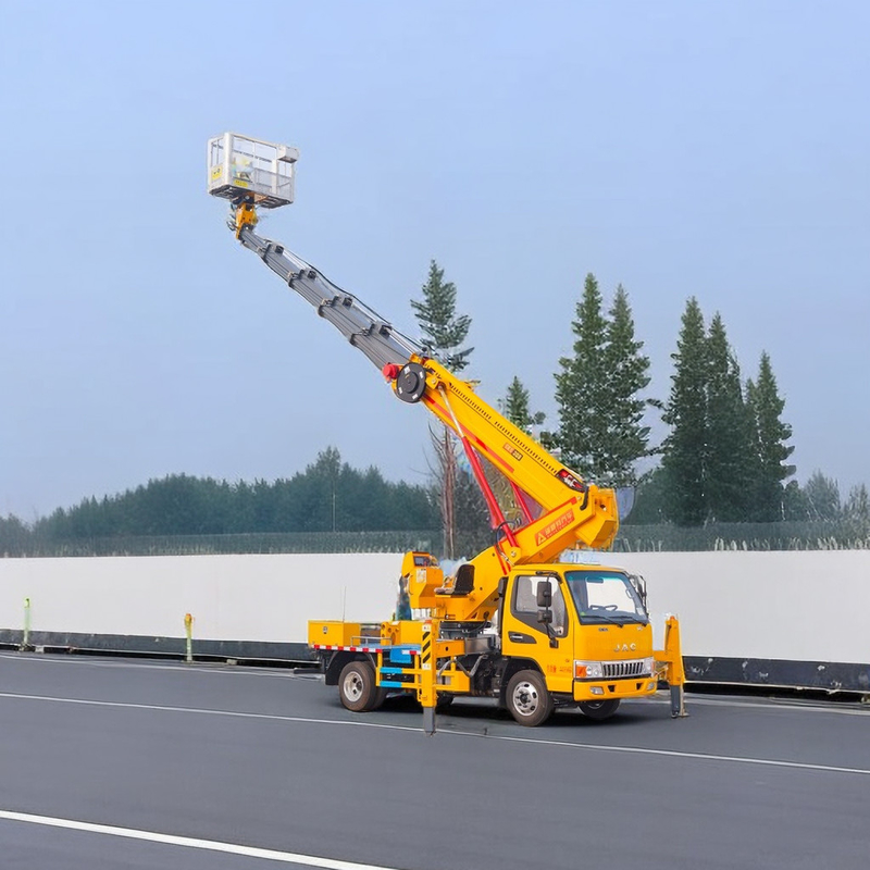 25m plataforma de trabalho aérea diesel caminhão 2 eixos com V dianteiro e traseiro V Outriggers bomba de emergência