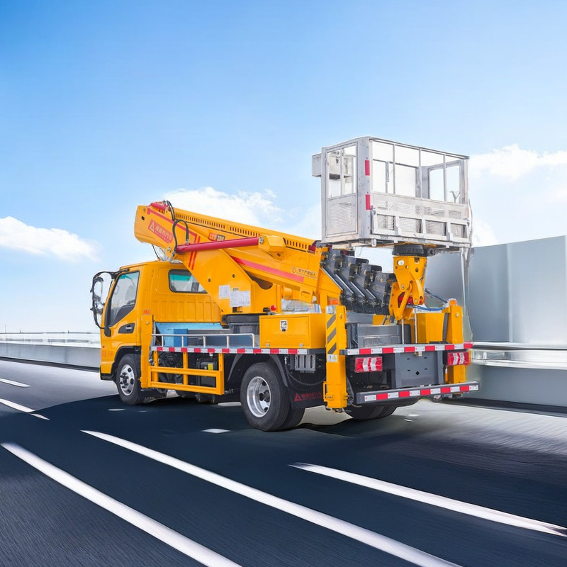 25m plataforma de trabalho aérea diesel caminhão 2 eixos com V dianteiro e traseiro V Outriggers bomba de emergência