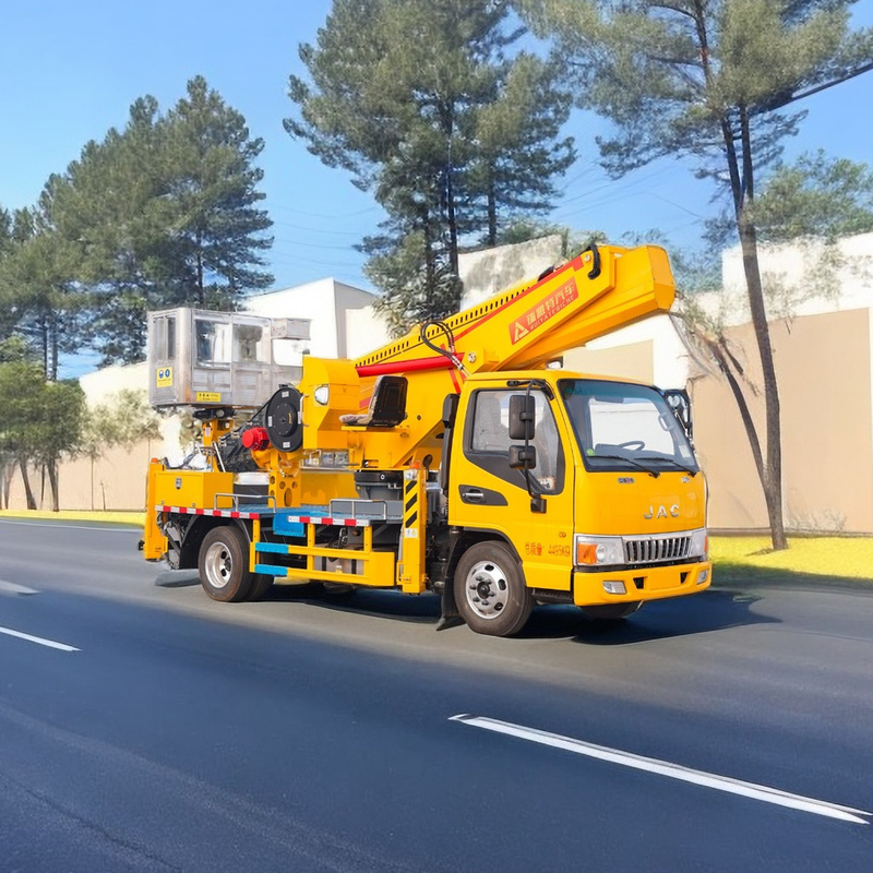 25m plataforma de trabalho aérea diesel caminhão 2 eixos com V dianteiro e traseiro V Outriggers bomba de emergência