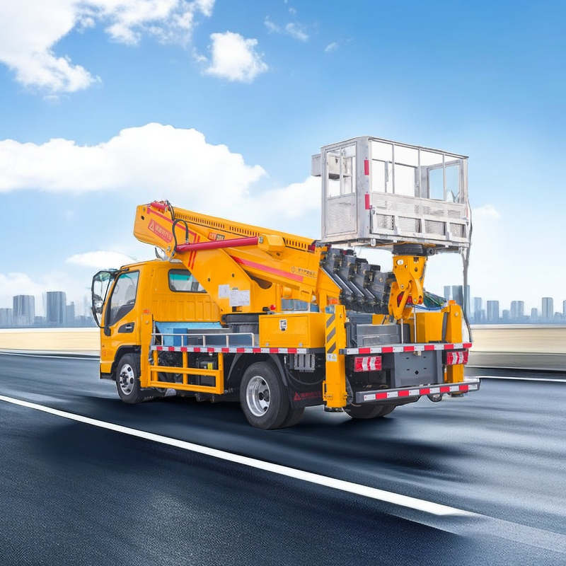 Isuzu 85KW Caminhão de trabalho aéreo Caminhões de balde 200kg Carga 5 velocidades manual Hexagonal Jib Strobe Light